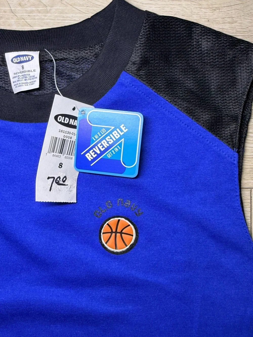 New Y2K Youth Boys Black & Blue Old Navy Sleeveless Basketball Tank Top Shirt